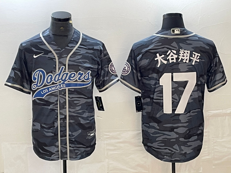 Men's Los Angeles Dodgers Shohei Ohtani #17 Grey Camouflage Jersey Joint Edition